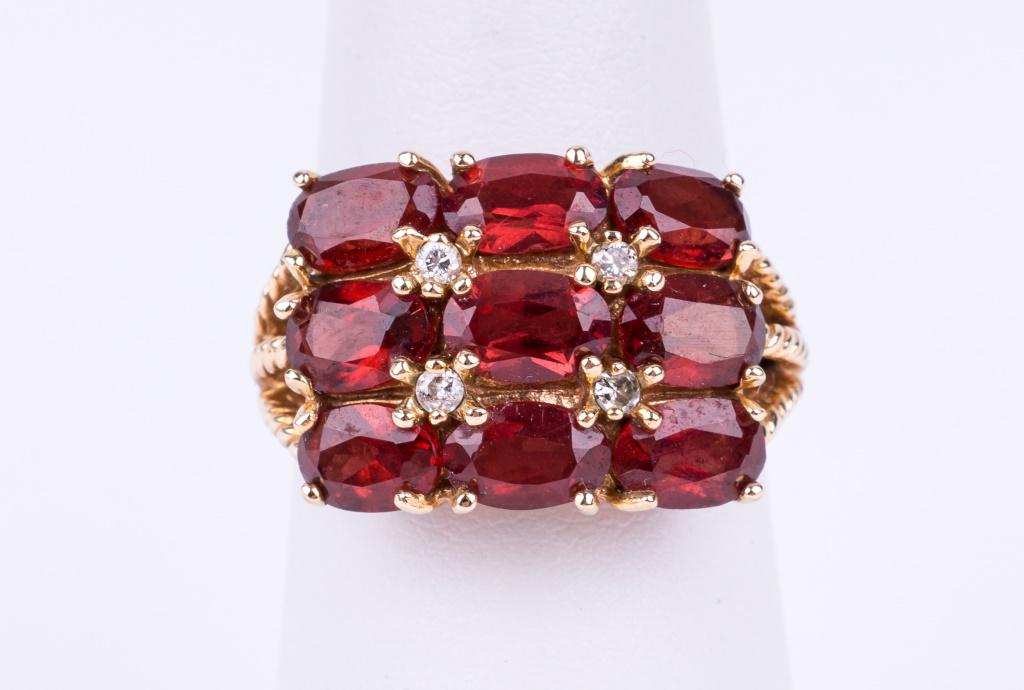 10K Gold Three Row Garnet Ring (1 of 6)