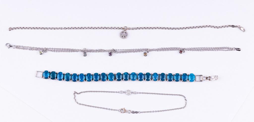 White Gold Gemstone Bracelet & 2 Anklets (1 of 6)