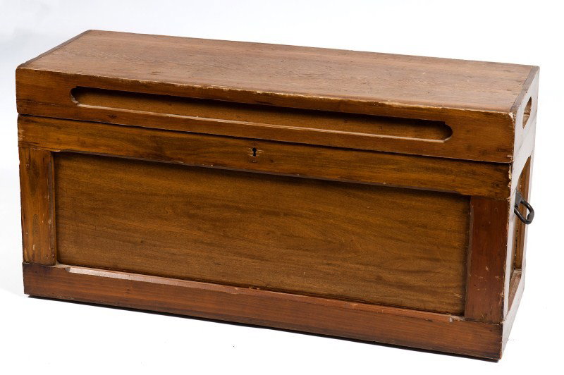 Early Tool Box: Early wooden tool box, 17"h x 34"w x 13"d
