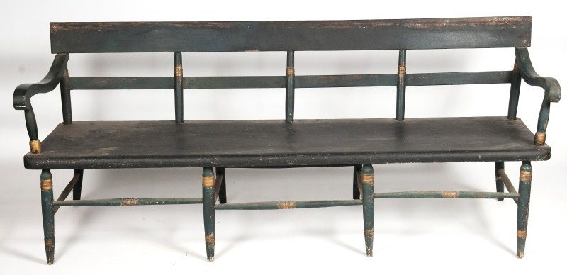 PA painted settee, 19th C: Pennsylvania painted settee, 19th C, 32"h x 75"w x 43"d