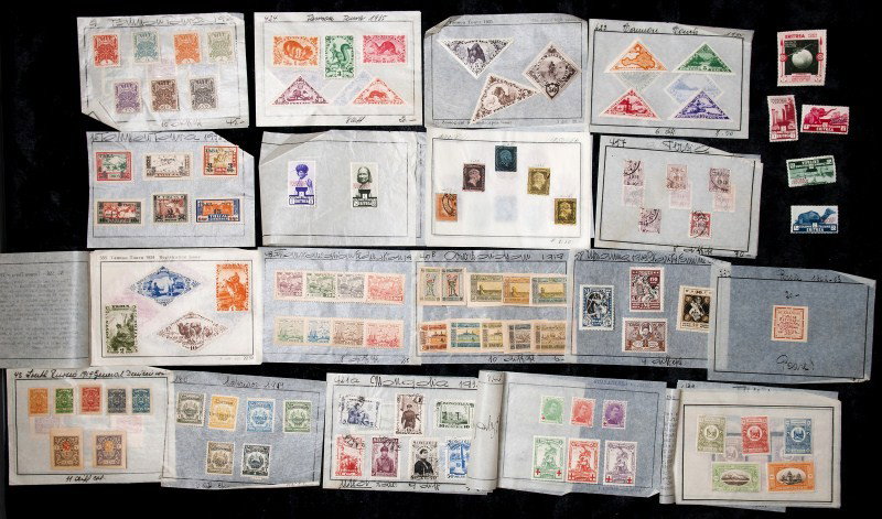 Grouping of Non U.S. Stamps: Grouping of 173 Non U.S. including (22) Prussia,(50) Tannou Touva,(13) Eritrea,(8) Persane,(10) Azerbaidjan,(19) Russian,(1) Persian, (4)Nowta,(6) Salvador,(6) Belgium,(10) Armenia,(9) Mongolia,(5) Tu