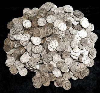 783 Washington Silver Quarters: 783 unsearched Washington silver quarters
