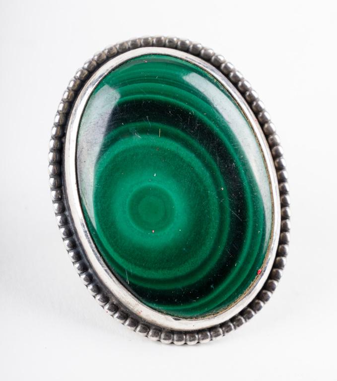Native American Malachite Signed Sterling Ring (1 of 4)