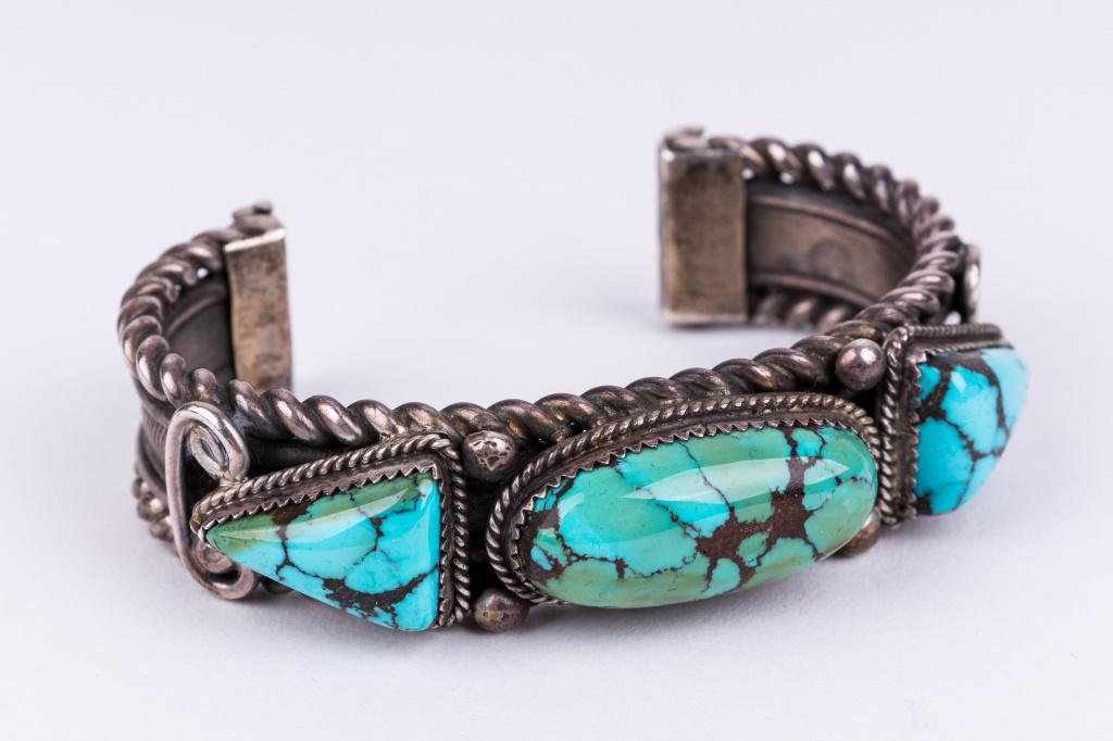 Native Am. Silver Turquoise Estate Bracelet (1 of 4)