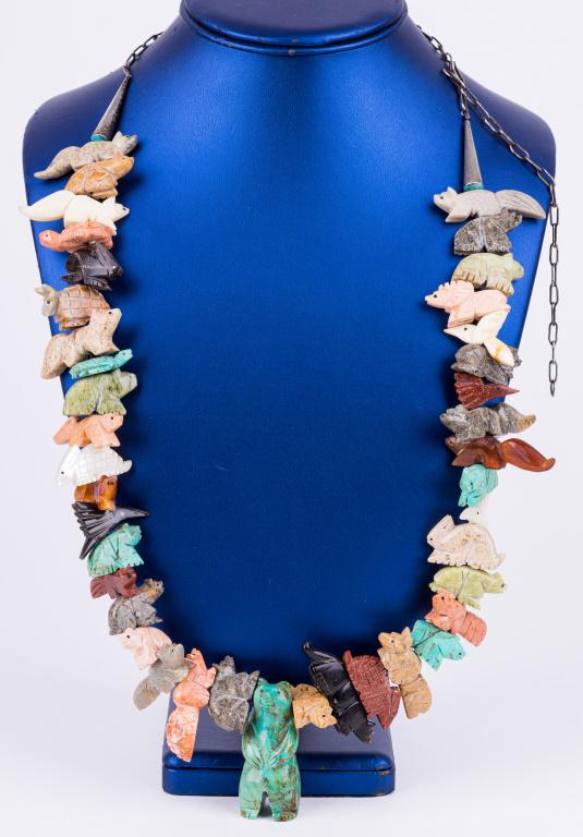 Rare Native American Sterling Fetish Necklace (1 of 5)