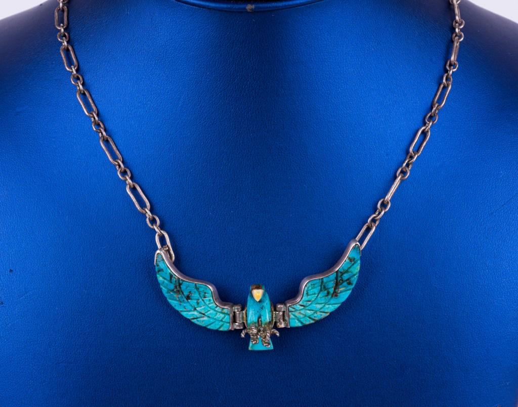 Native Am. Silver Turquoise Eagle Necklace (1 of 5)