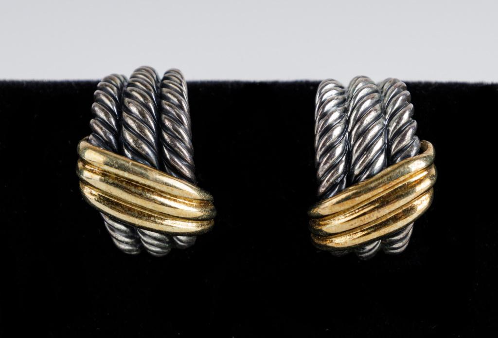 David Yurman Designer 14K Gold Sterling Earrings (1 of 2)