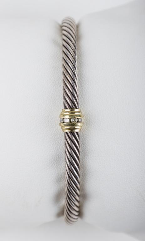 David Yurman 18K Gold Sterling Diamond Cuff (1 of 3)