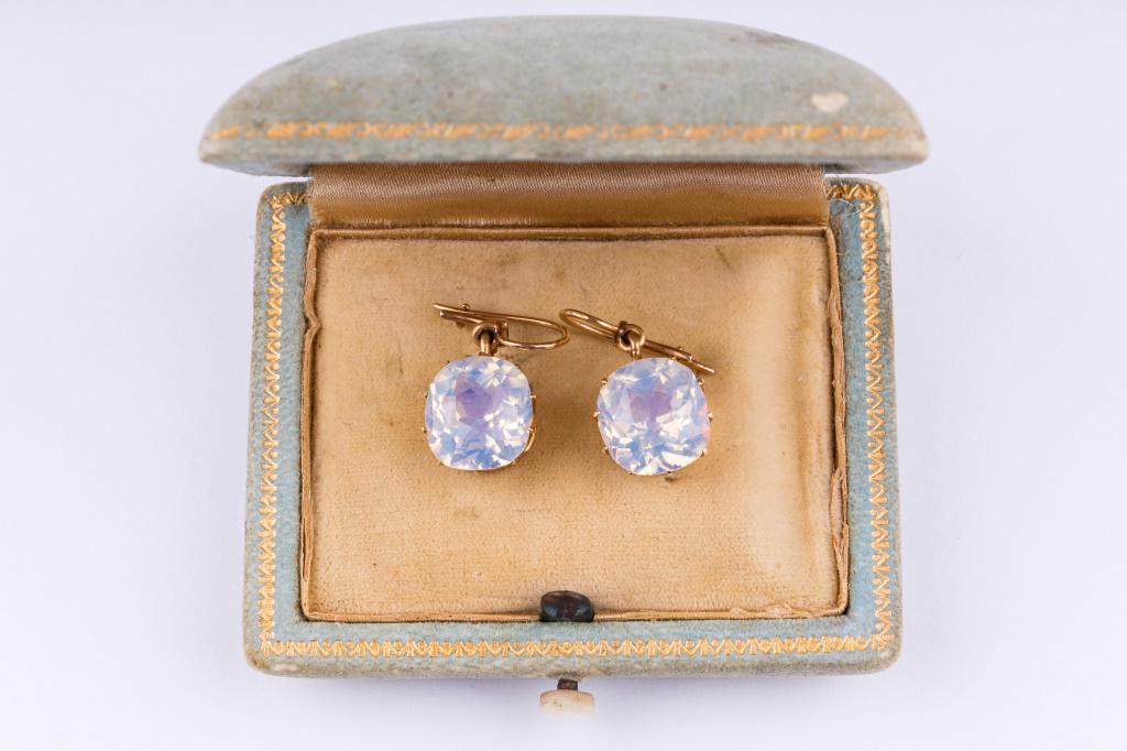 18K Gold Moonstone Victorian Earrings (1 of 4)