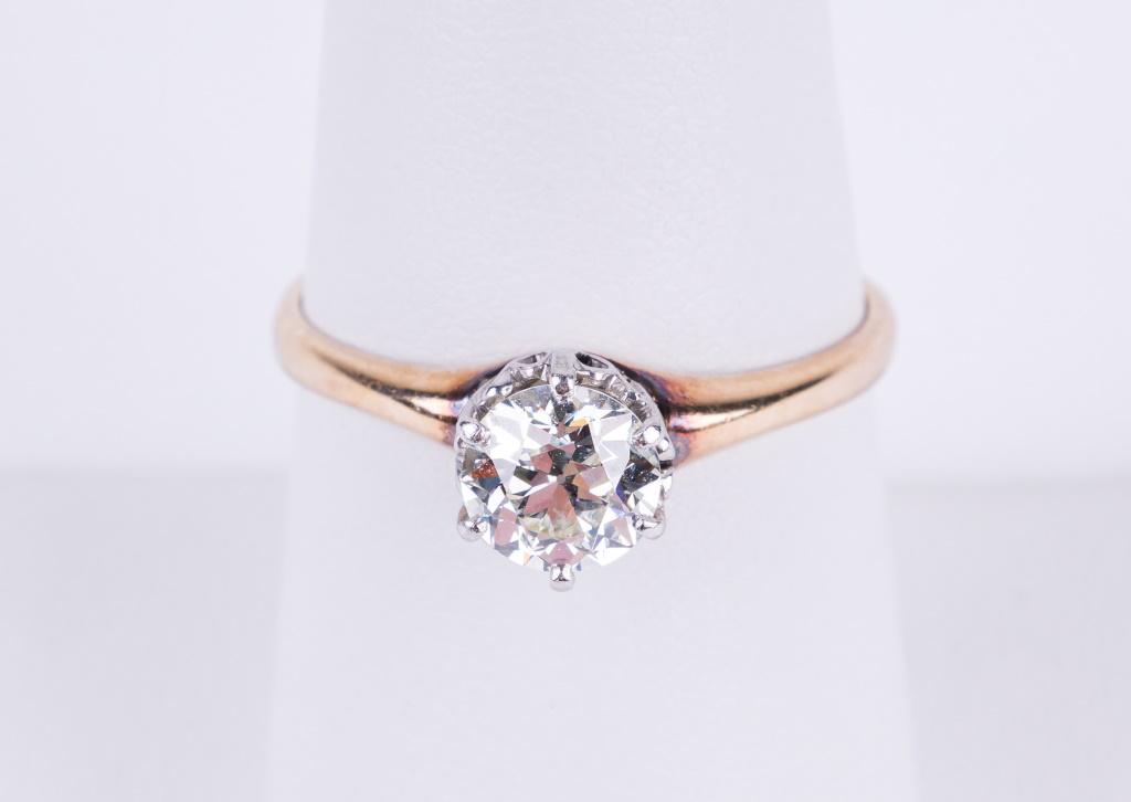 14K Gold Antique Diamond Solitaire Ring (1 of 5)