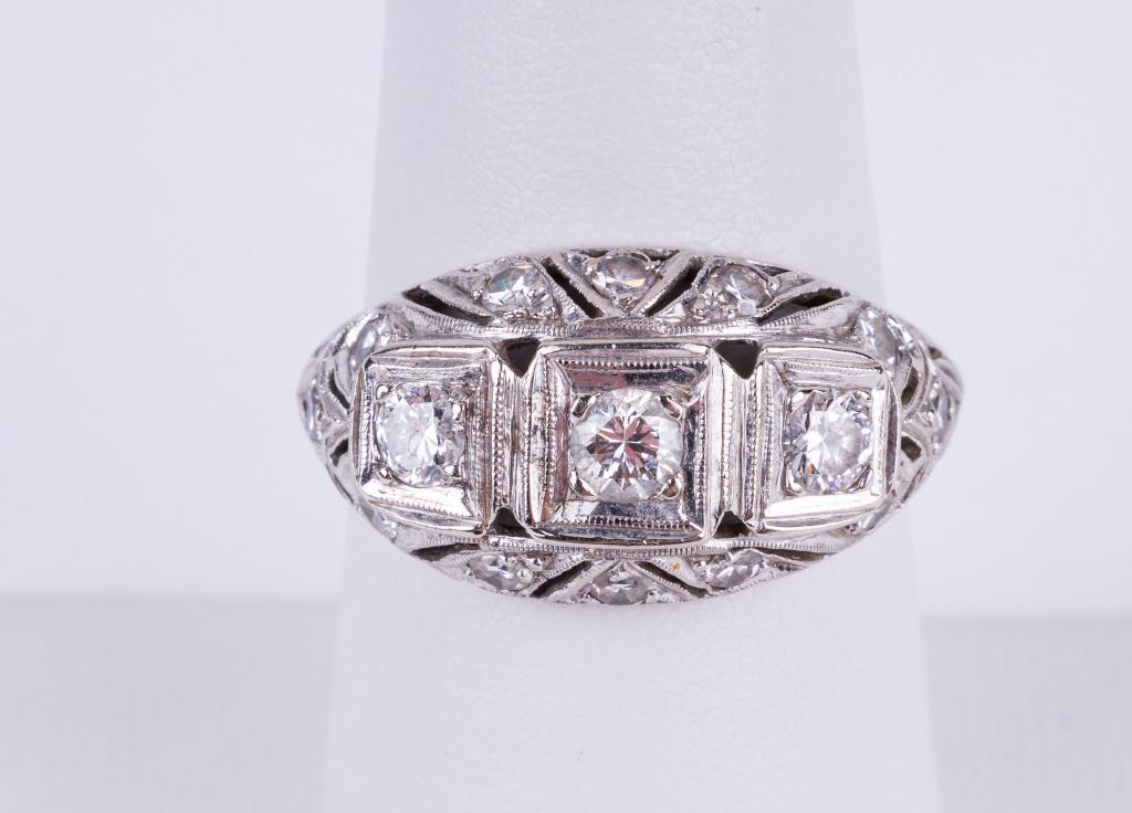 Platinum Diamond Art Deco Ring (1 of 5)