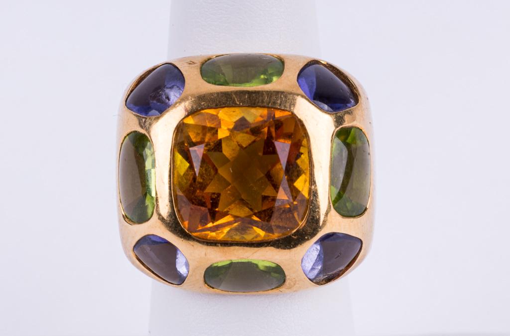 Signed Chanel 18K Gold Gemstone Ring (1 of 5)