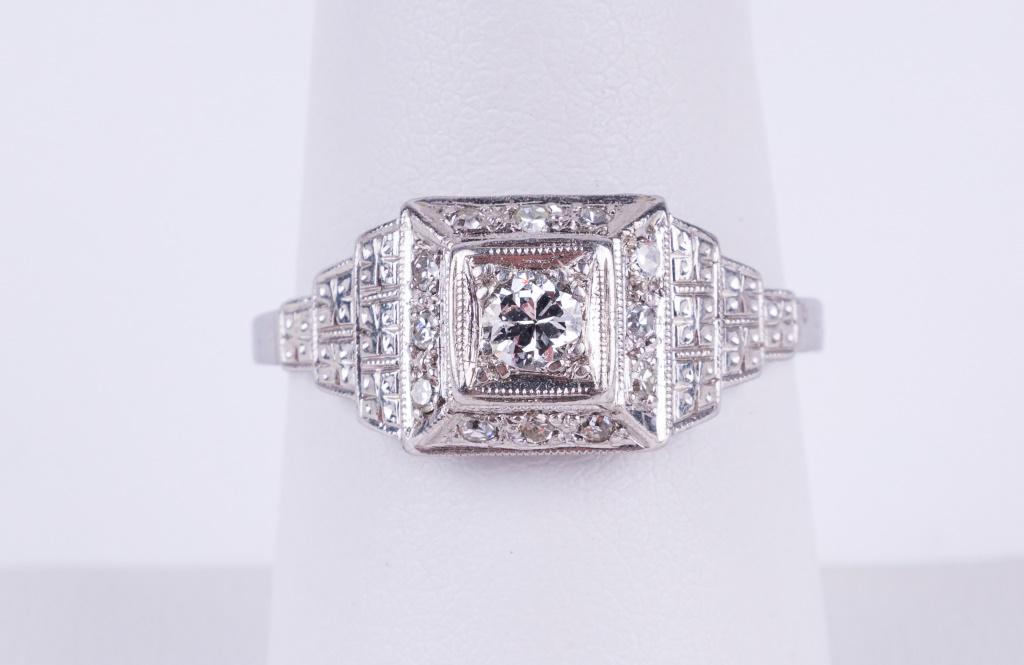 Platinum Diamond Art Deco Ring (1 of 8)