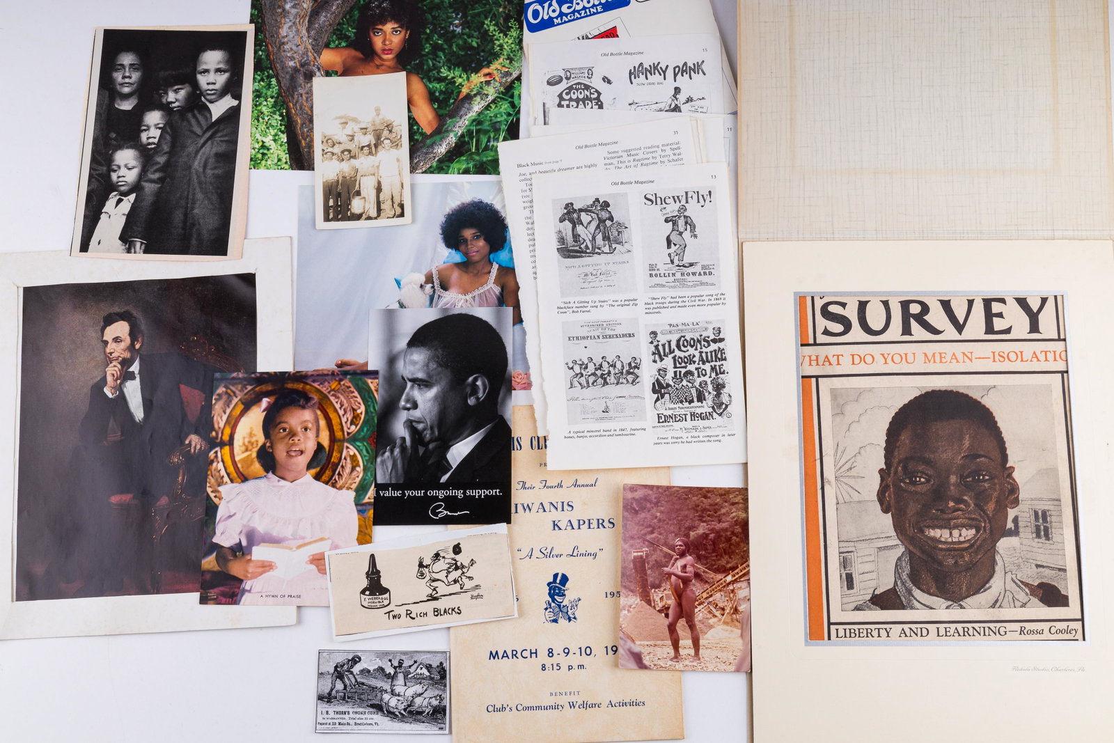 Black Americana Ephemera: This lot of black Americana items including photos, art, flyers and more. See photos.