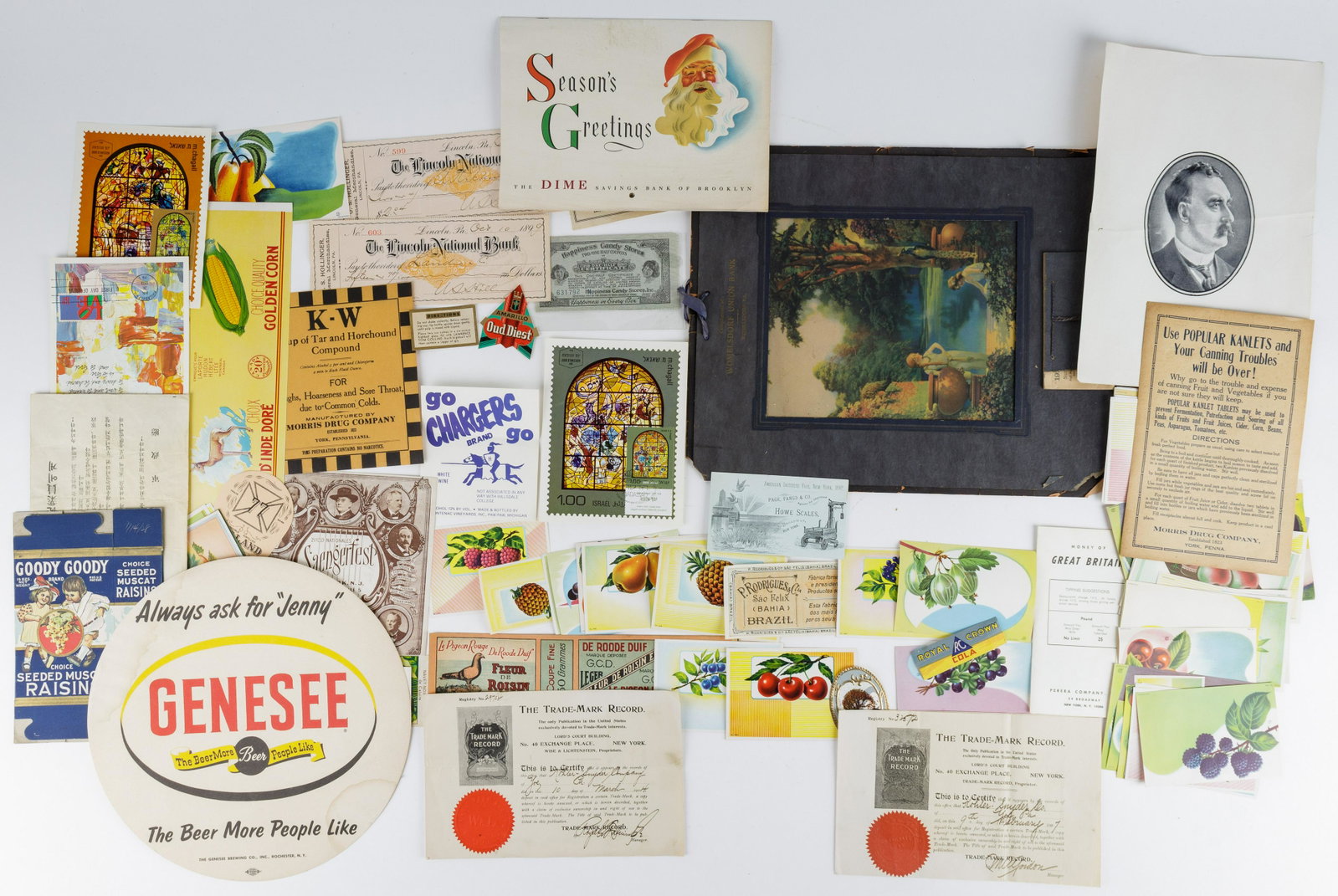 Vintage Ephemera: Lot of 65+ pieces of vintage ephemera including calendars, seeds, fruit, advertising and others. See photos.