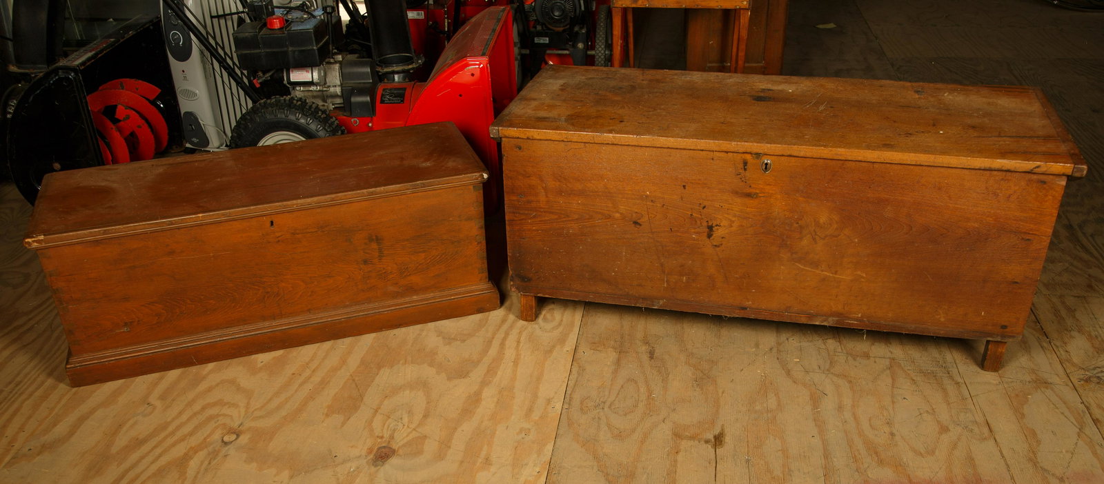 Two Blanket Chests (Poplar and Walnut): One polar and one walnut blanket chest. The largest (walnut) measures approx 52" L. Furniture Pick-up Availability-We will have staff available at our Hay Street Location on Thursday the 20th and Frid