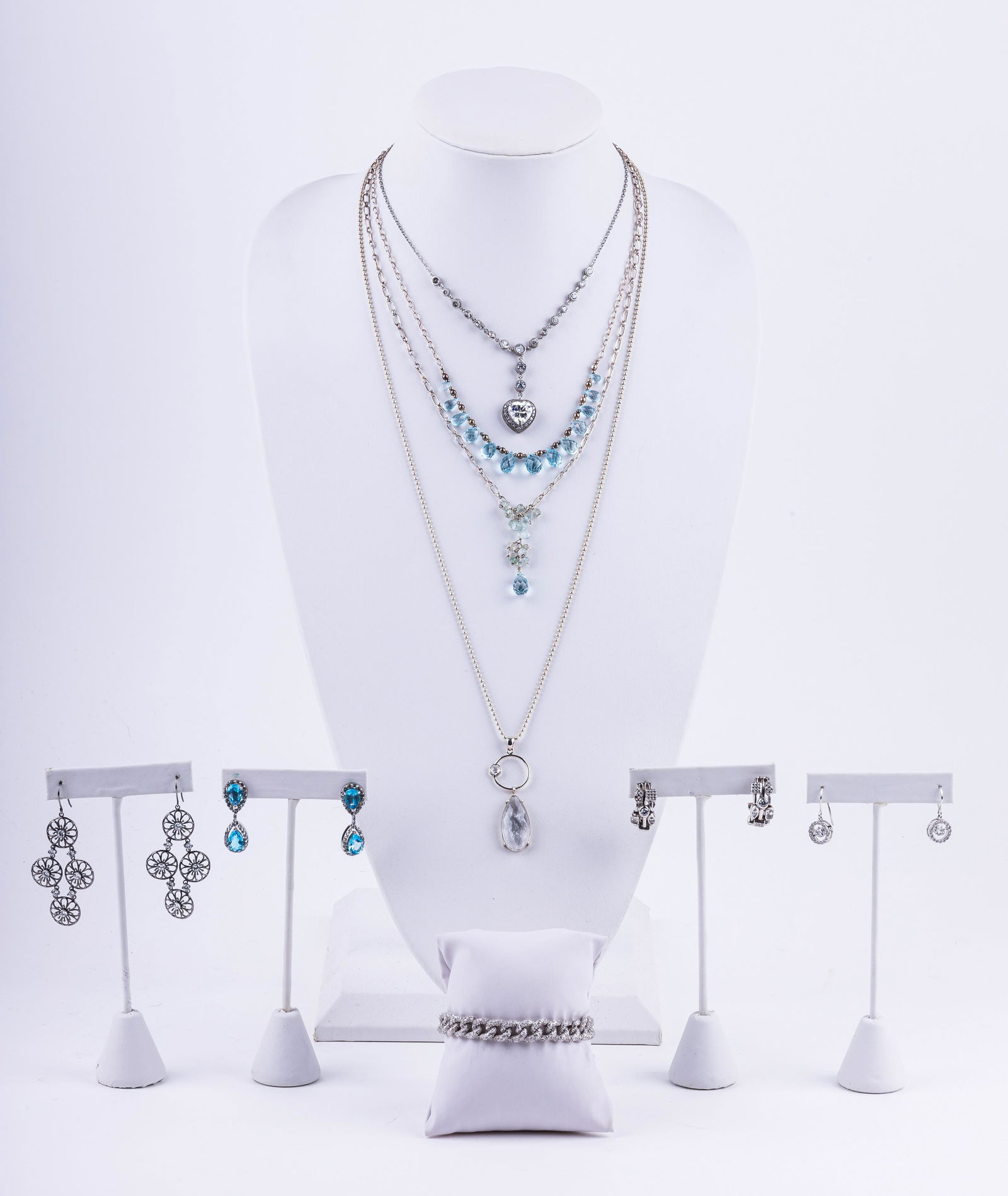 Sterling Silver Blue Topaz & CZ Jewelry (1 of 9)