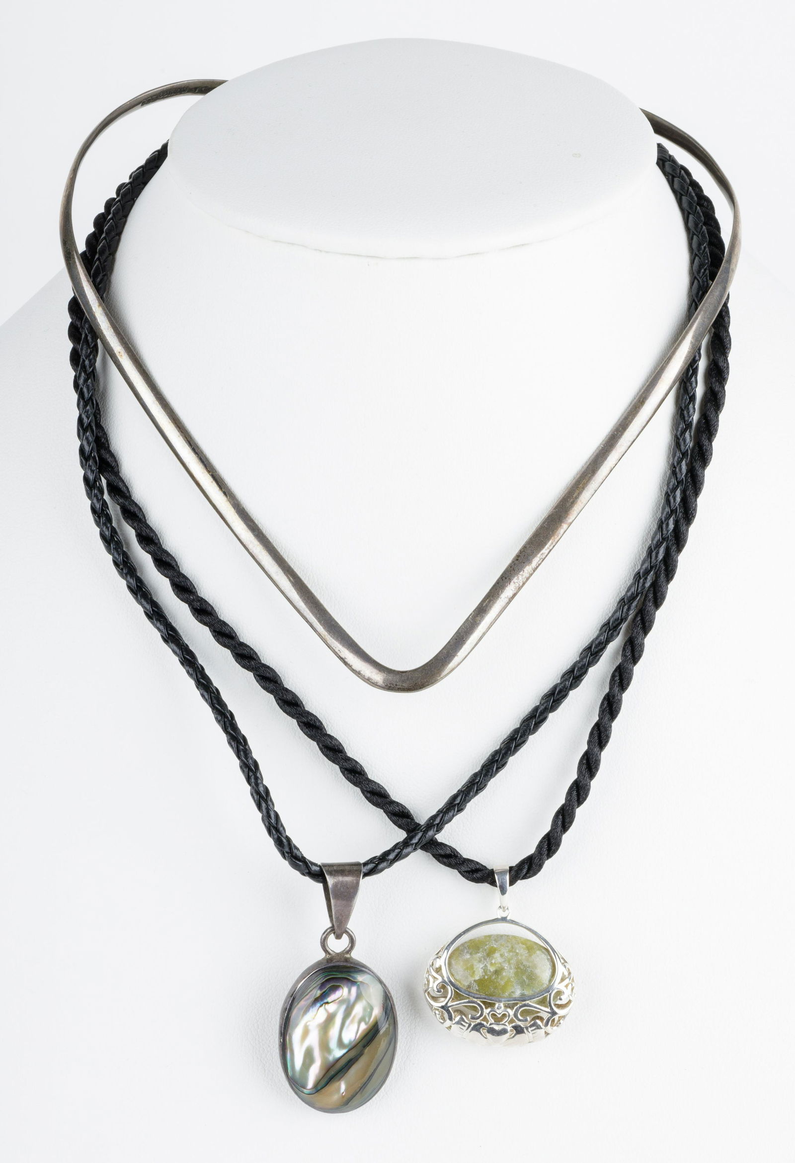 Sterling Silver Necklaces including Jade / Abalone (1 of 2)