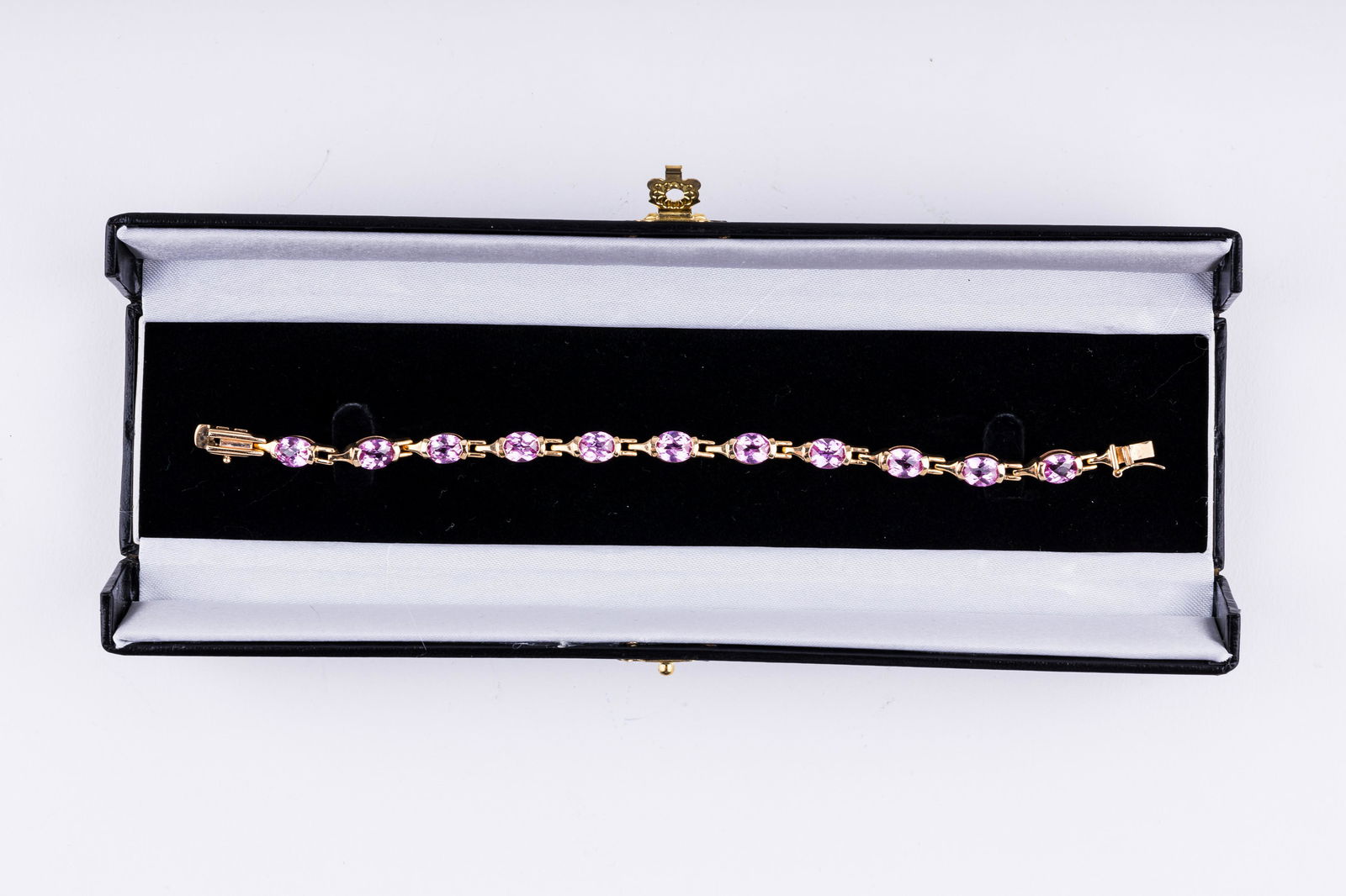 Gold Plated Sterling Silver Pink Sapphire Bracelet (1 of 6)