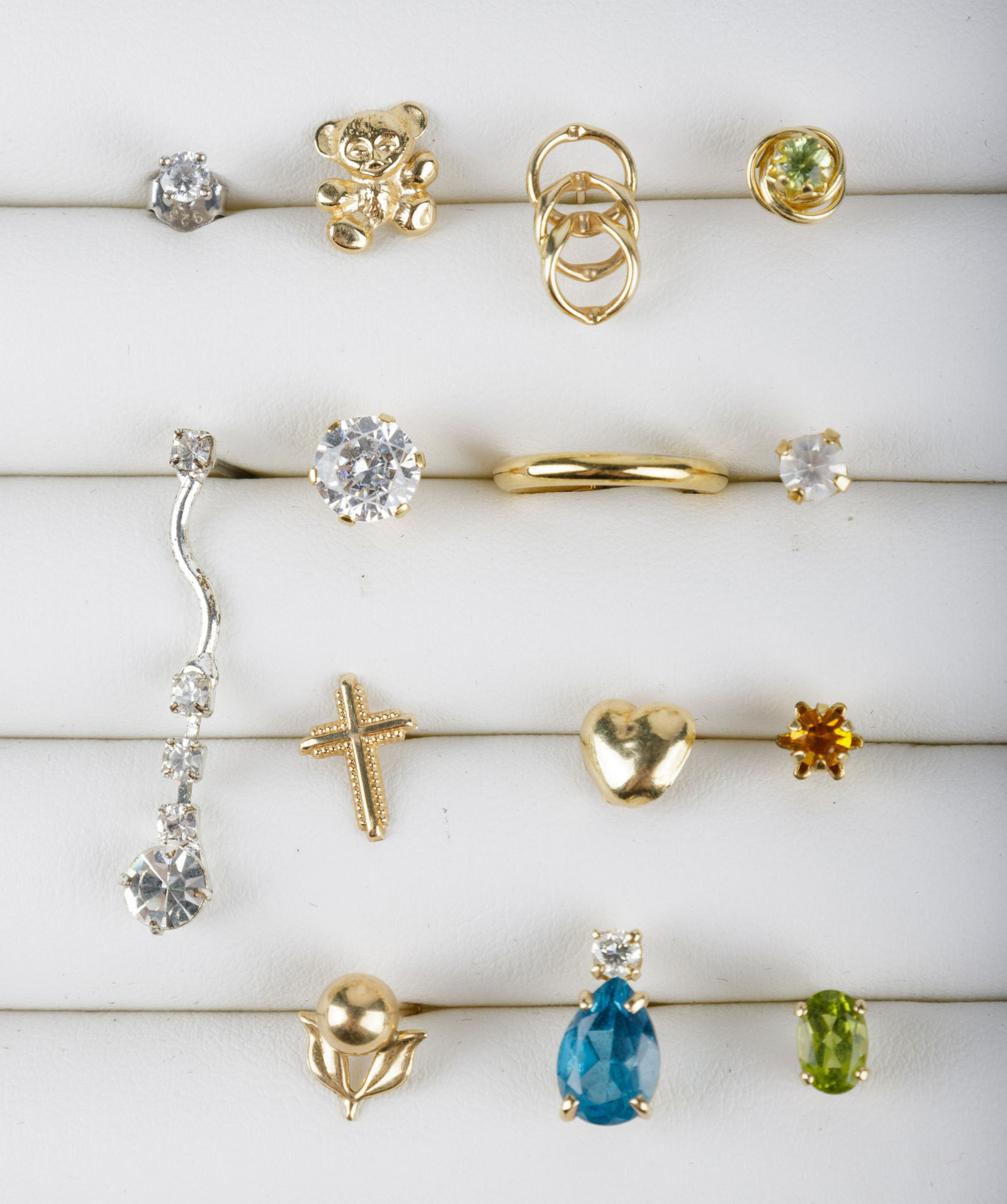 14 Loose 14K Single Earrings, 1 Topaz and Diamond. (1 of 1)