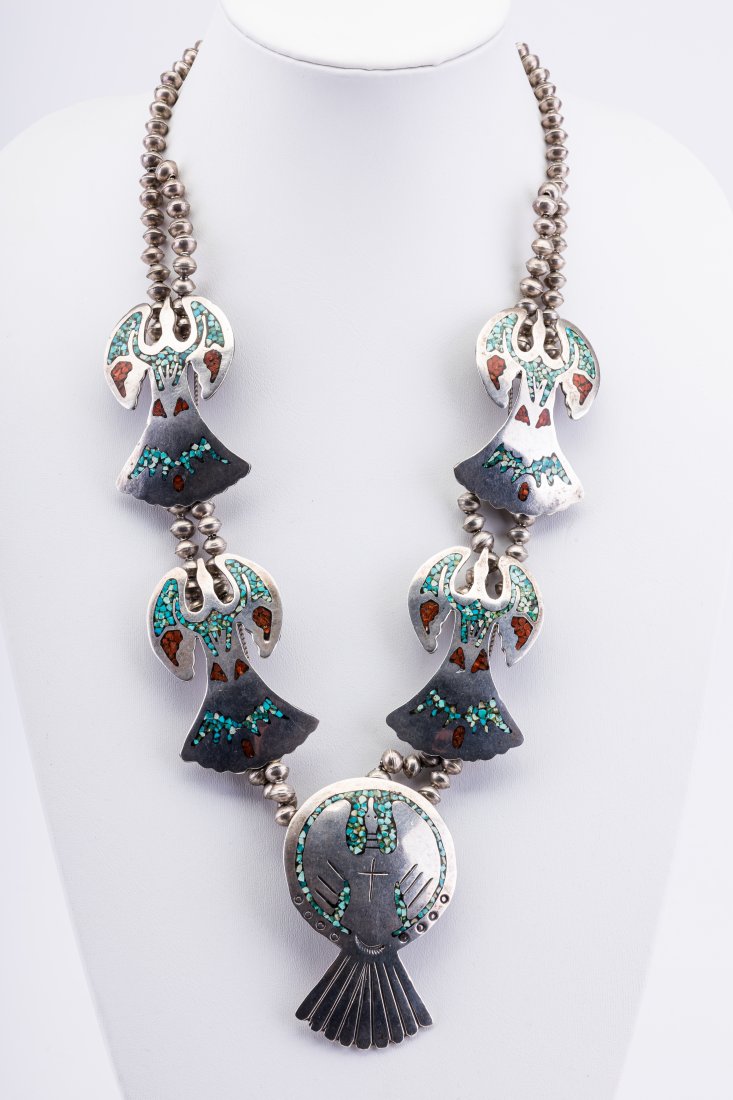 Native American Sterling Peyote Bird Necklace (1 of 4)