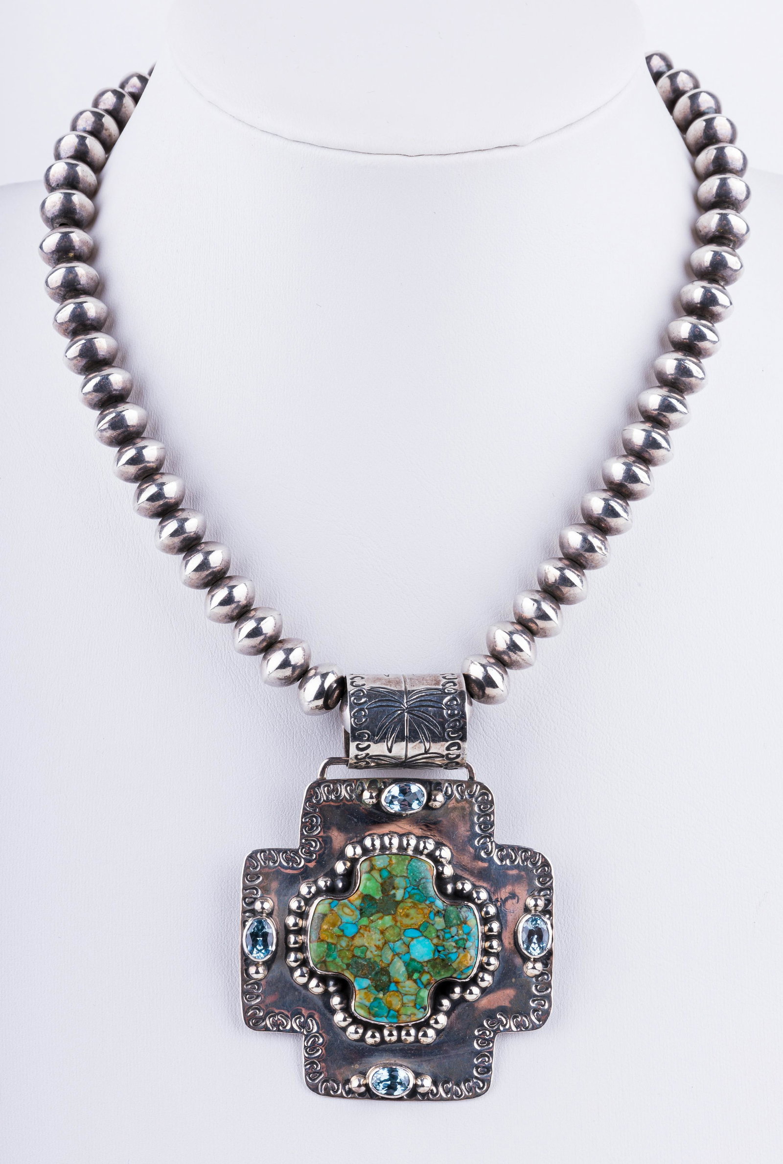 Sterling Silver Native American Turquoise Necklace (1 of 5)