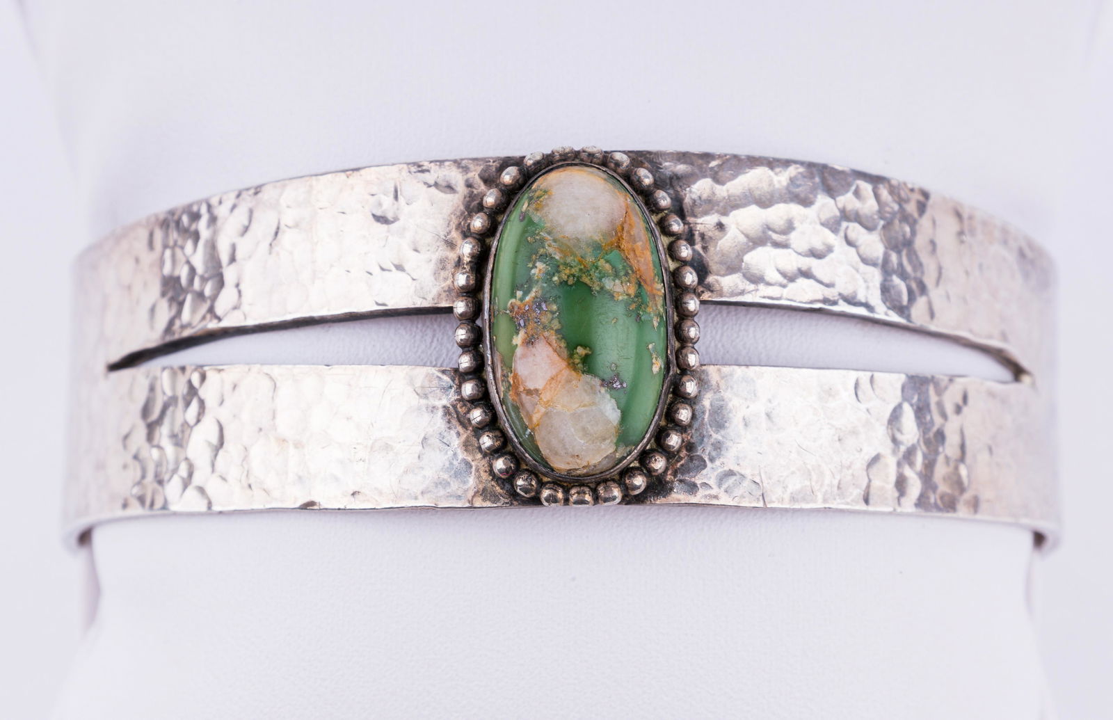 Native Am Sterling Green Turquoise Cuff Bracelet (1 of 3)
