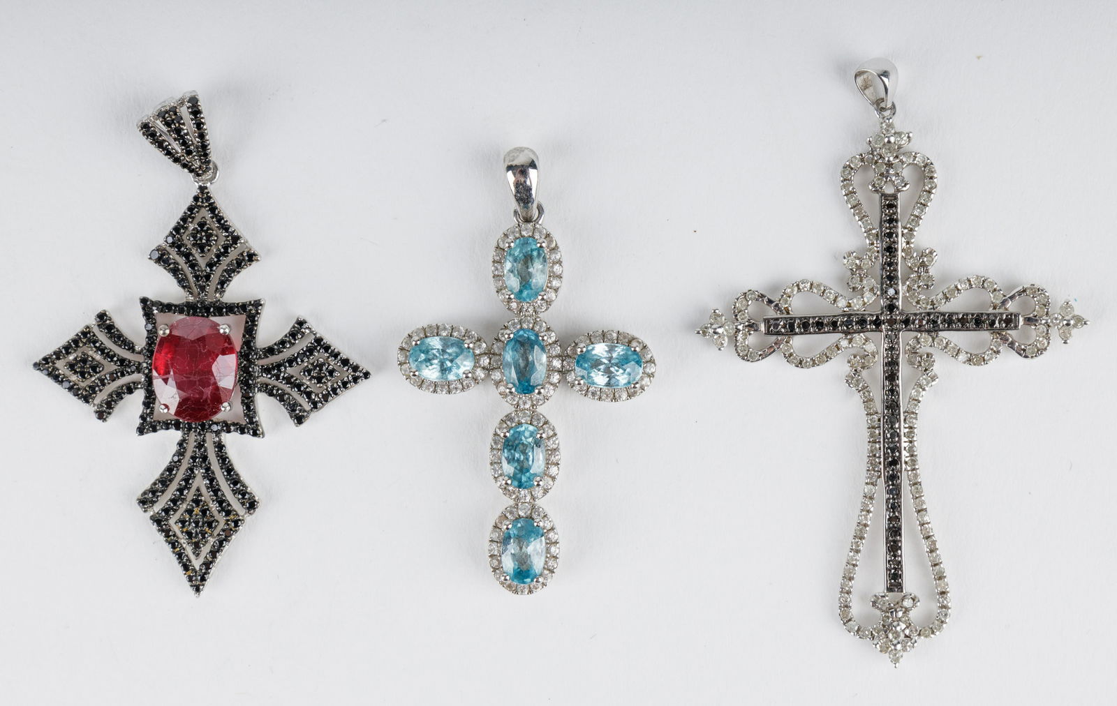Sterling Diamond & Semi Precious Cross Pendants (1 of 2)