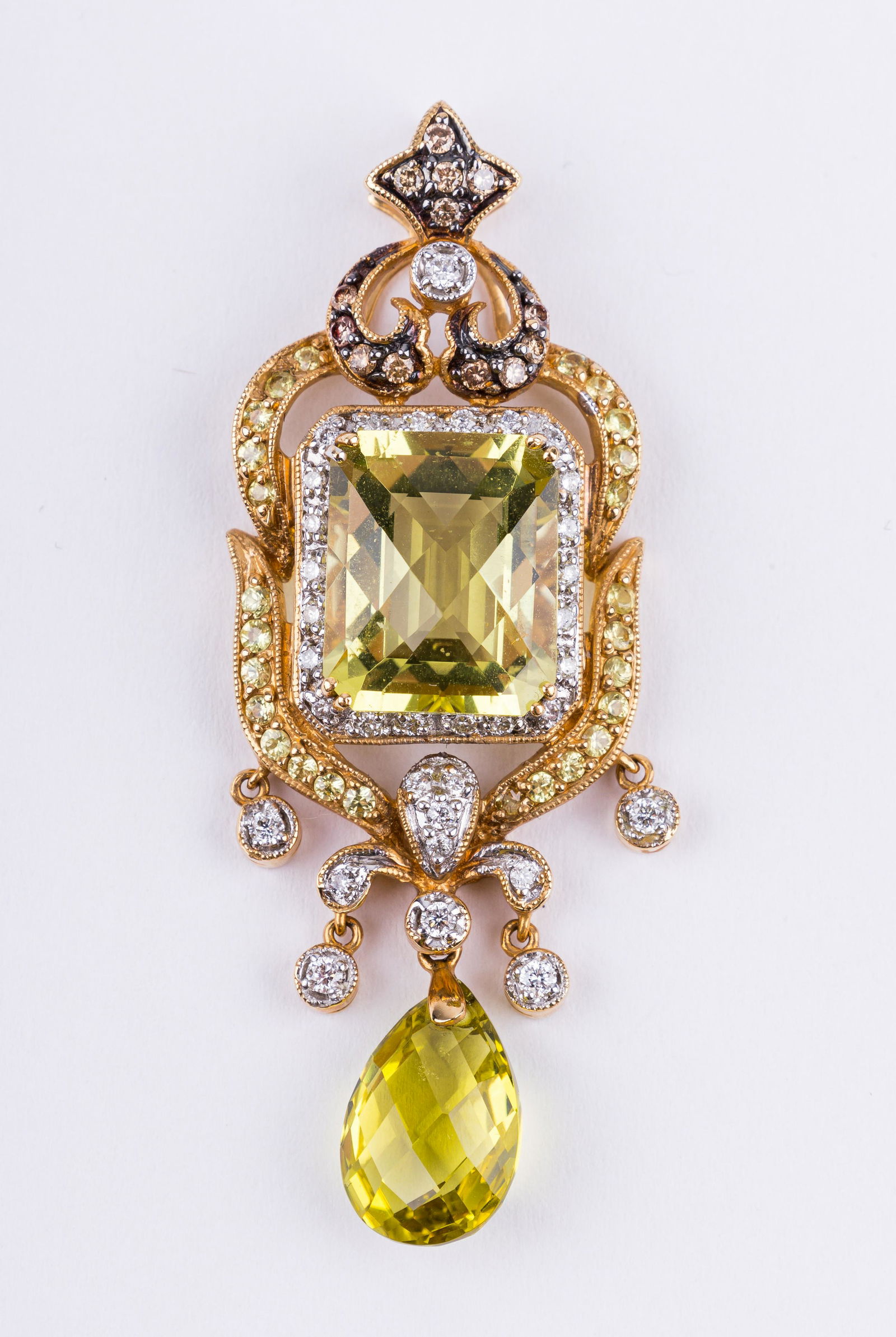 18K Gold LeVian Diamond & Citrine Pendant (1 of 6)