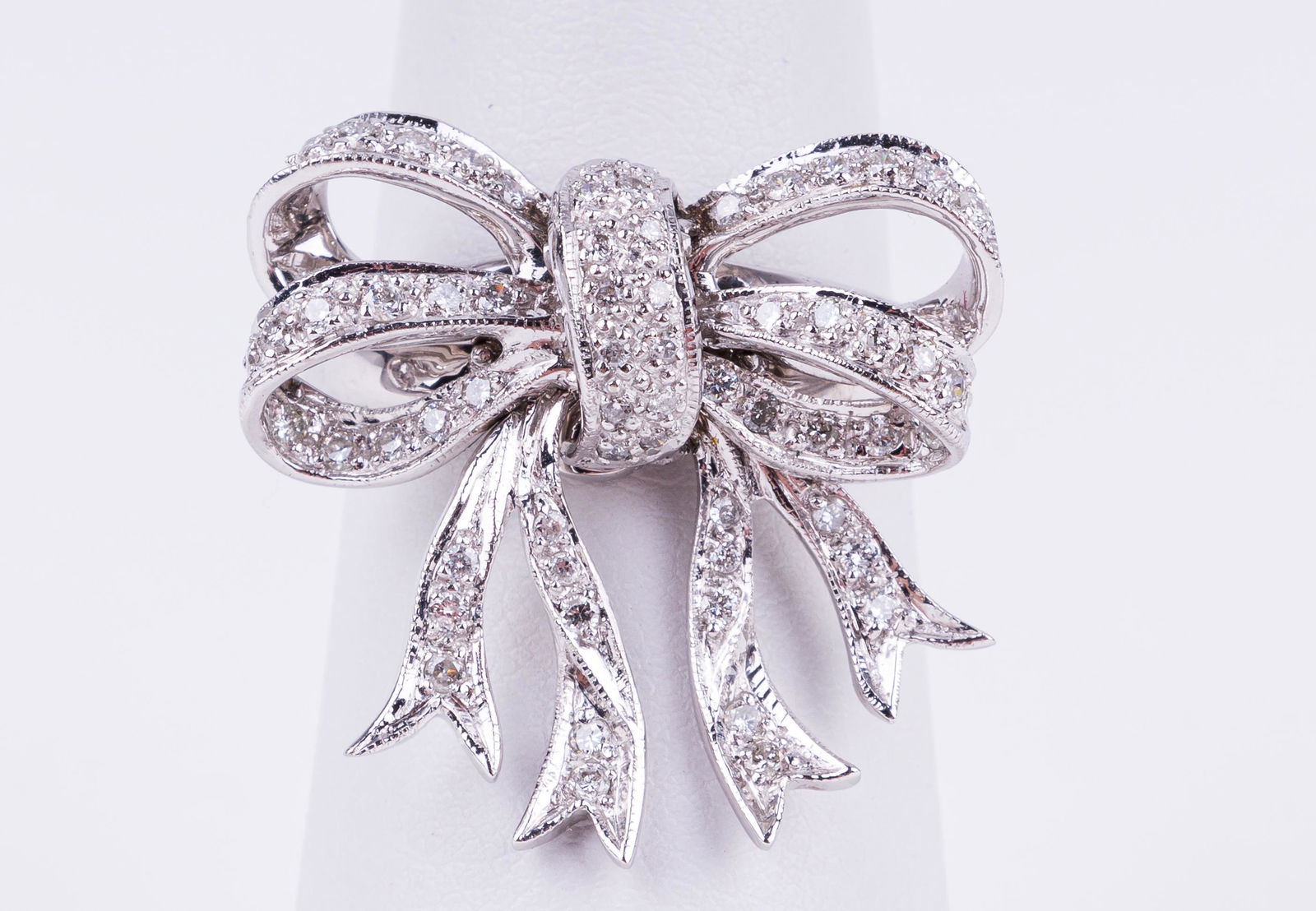 14K White Gold Diamond Bow Ring (1 of 7)