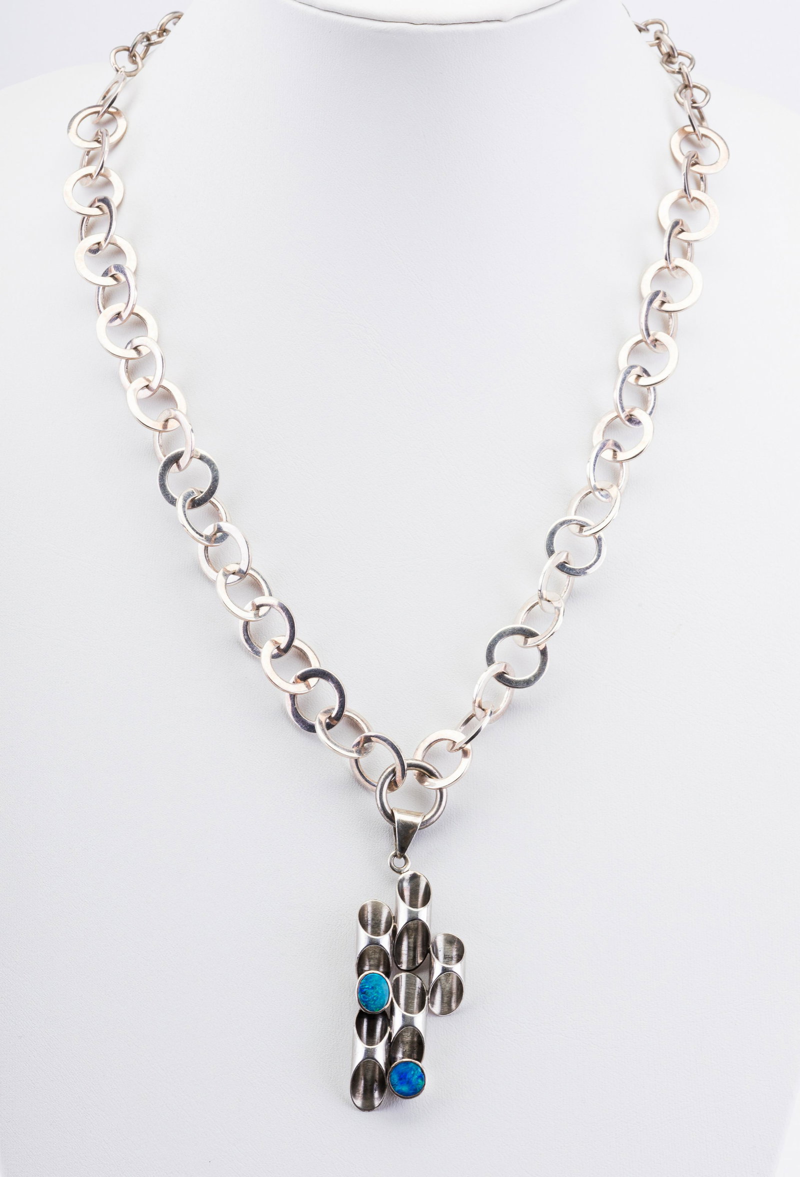 Five Opal Sterling Silver Necklace (1 of 4)