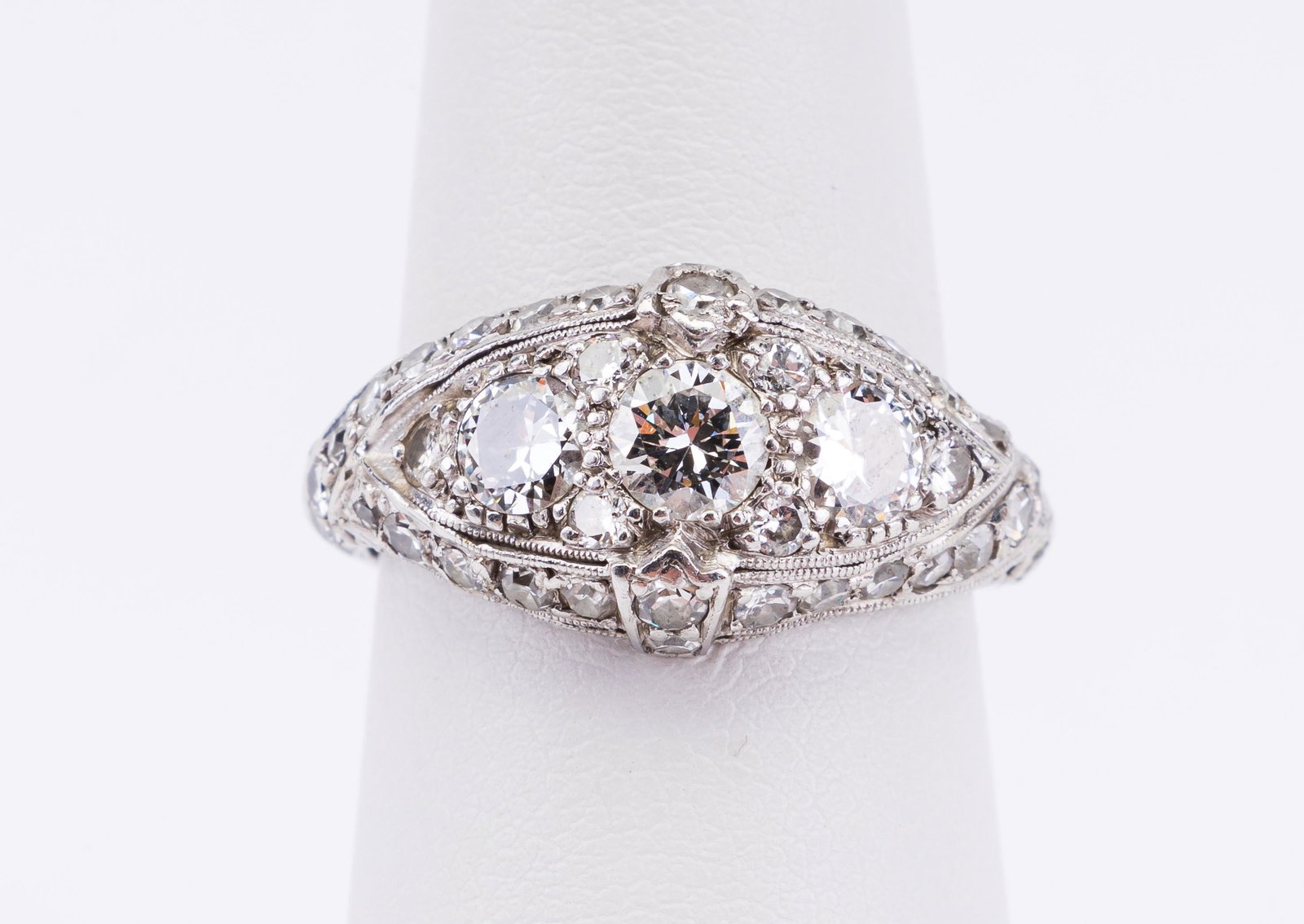 Antique Platinum Diamond Ring (1 of 4)