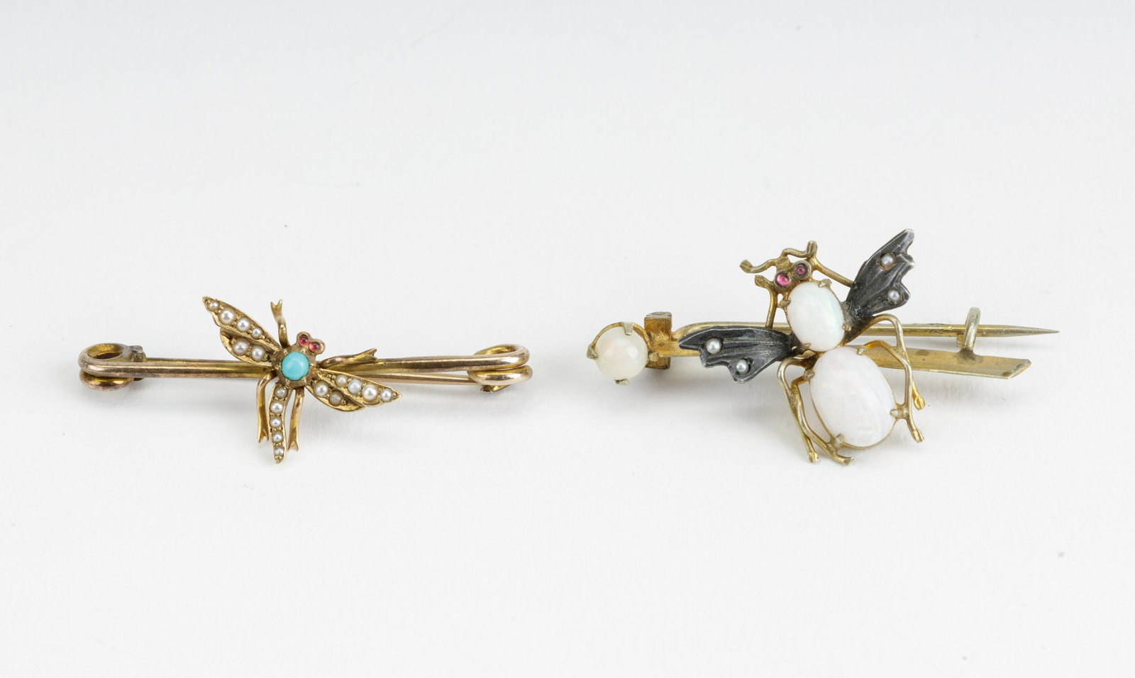14K Gold and Antique 9K Gold Winged Insect Pins (1 of 2)