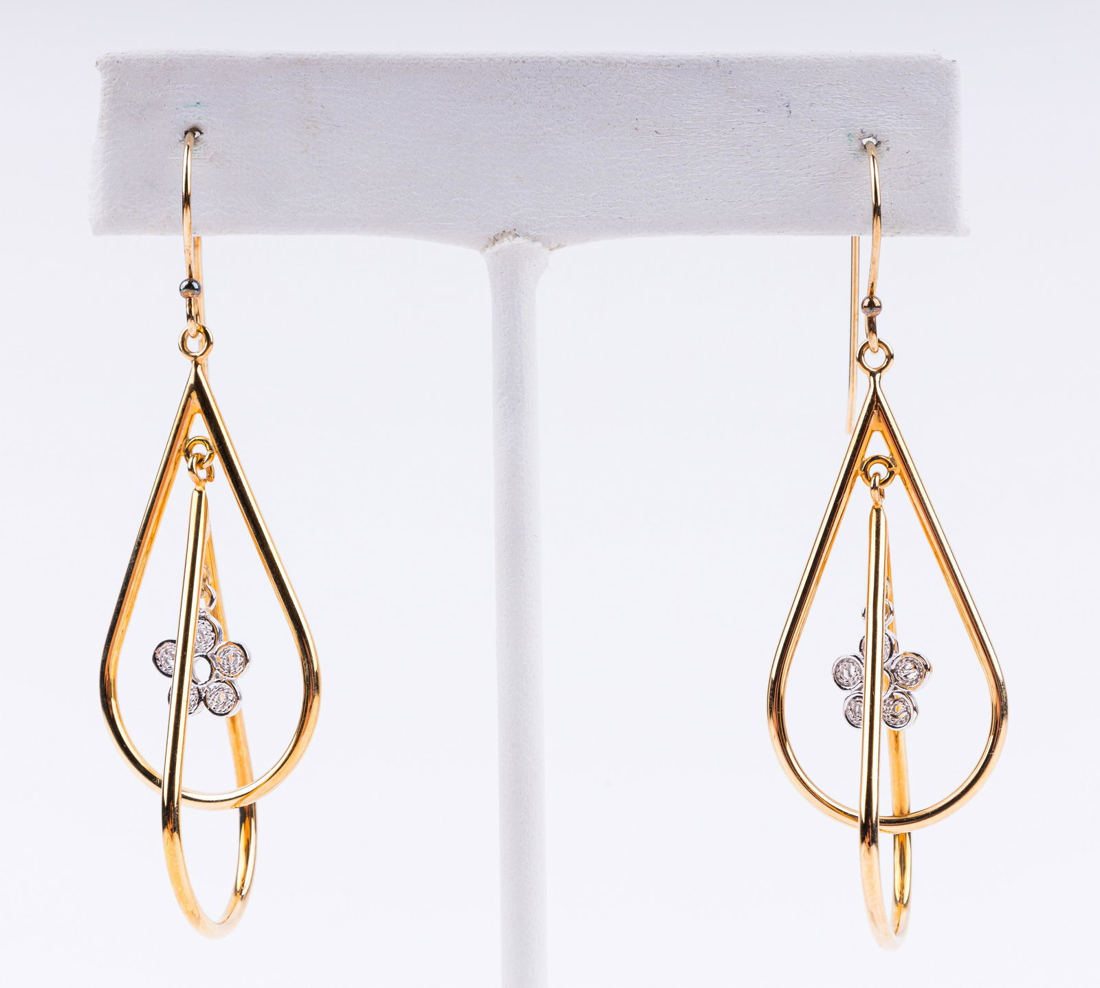 14K Gold Dangle Earrings w/ Flower Accent (1 of 2)