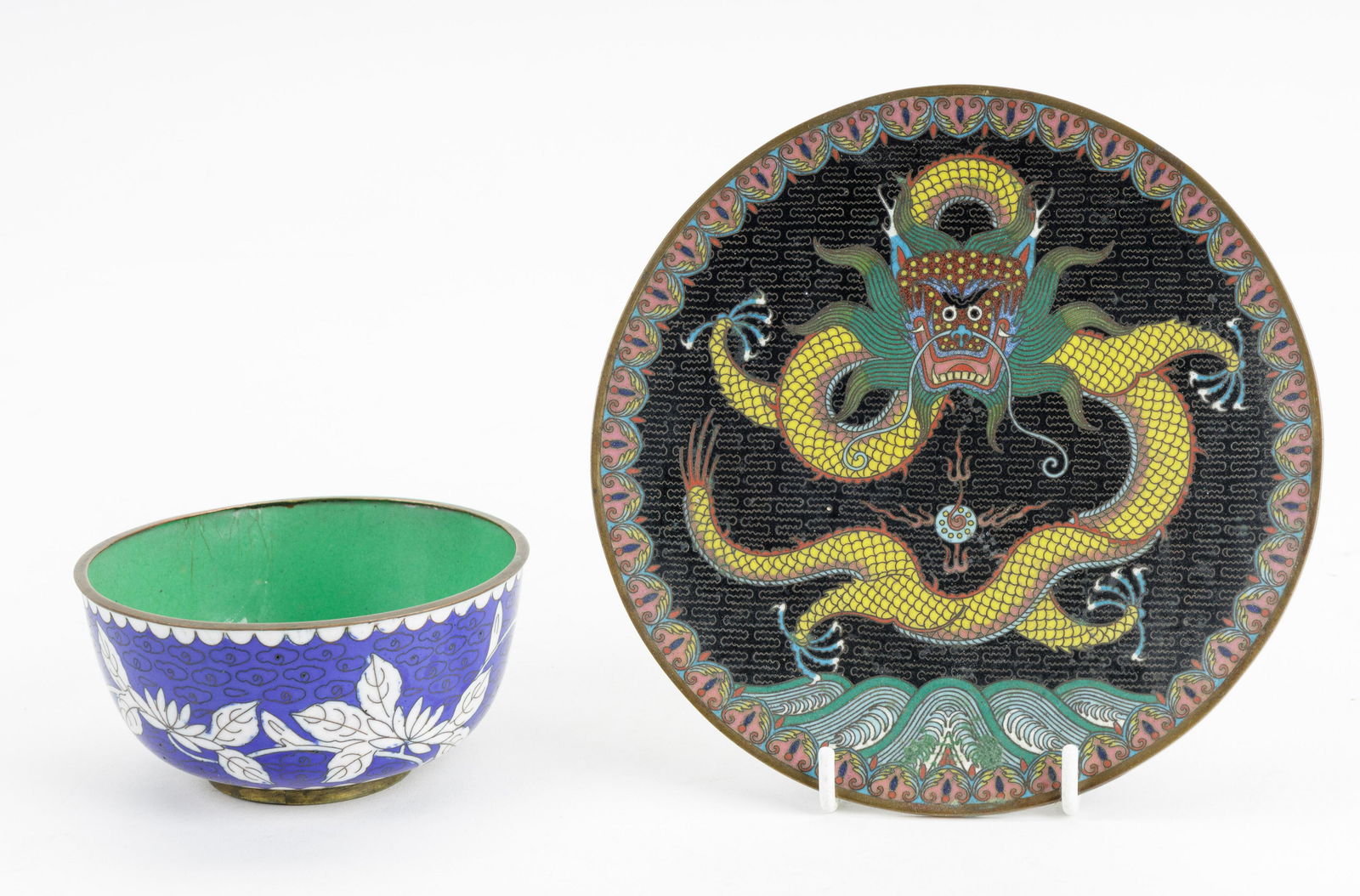 Chinese Cloisonne Bowl & Tray (1 of 5)