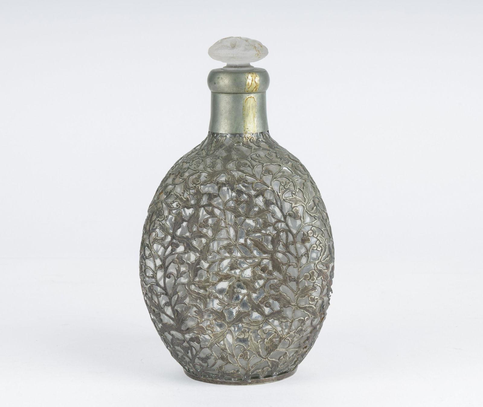 Chinese "Zung Li" Silver Glass Bottle (1 of 5)