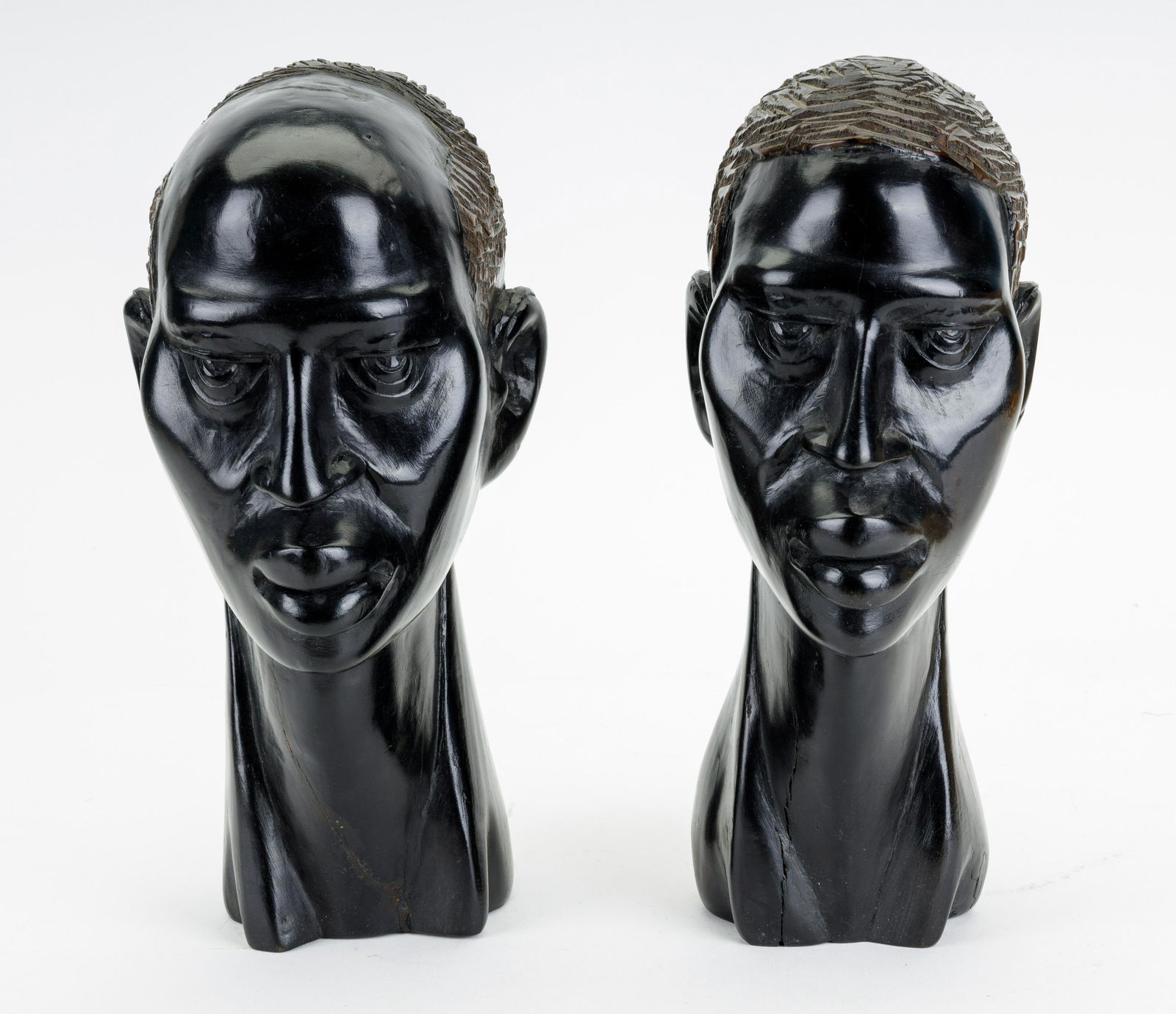 Carved Teak Wood Head Figurines (1 of 4)