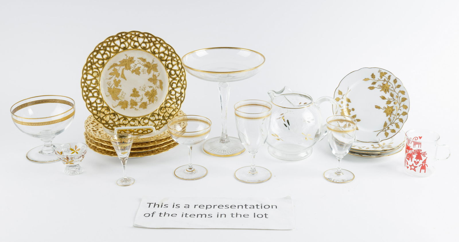 Antique Crystal Gold Rimmed Dining Ware (1 of 5)