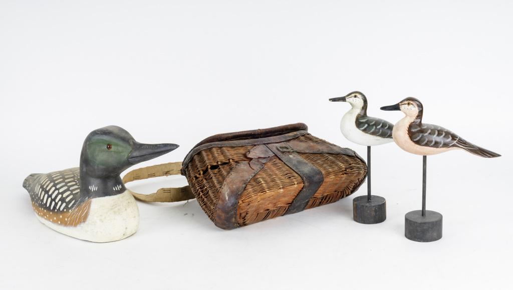 Antique Fishing Basket & Duck Decoy (1 of 6)