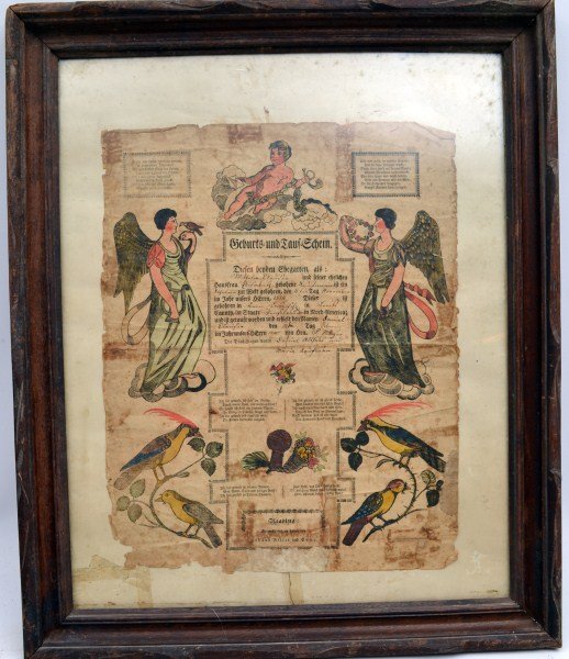 Johan Ritter Fraktur: Johan Ritter hand colored printed fraktur, 1815 in contemporary frame, 13" x 16"