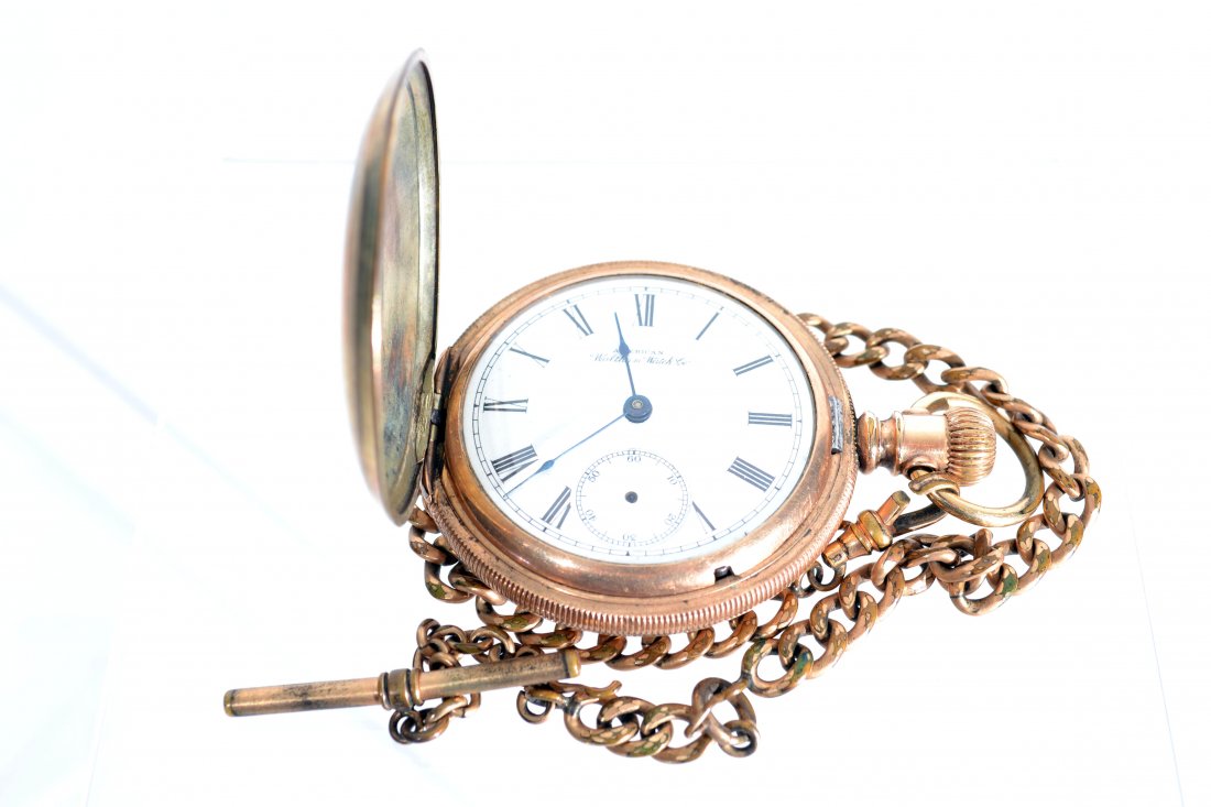 American Waltham Watch Company Pocket Watch: American Waltham Watch Company pocket watch, Waltham movemrnt 5777729, case marked Fhays 10K Montauk # 860476, working condition, missing seconds hand