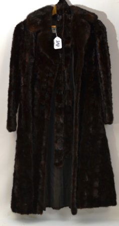 Ladies Long Mink Jacket: Ladies Mink Jacket "Bruna Furs Reading PA" approximately 52" long, in good condition