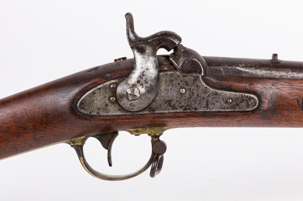 Robbins & Lawrence US Model 1841 Mississippi Rifle: U.S military model 1841 Mississippi rifle. On the lock is engraved "Windsor VT, 1848", and "Robbins & Lawrence". Markings on the barrel are present, but not much is legible. Lot includes ramrod and a 