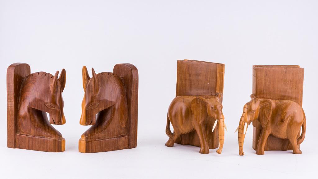 African Elephant & Horse Wooden Book Ends (1 of 6)