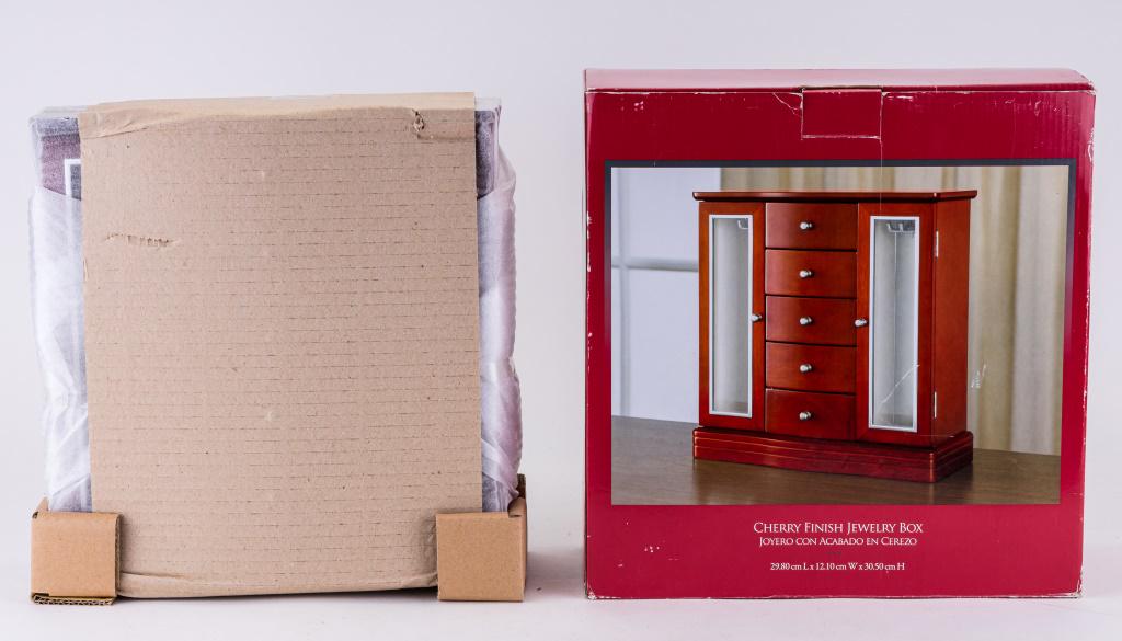 NIB Cherry Wood Jewelry Box w/ Windows (1 of 2)