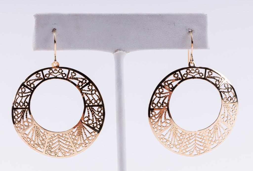 14K Gold Circular Drop Earrings (1 of 5)
