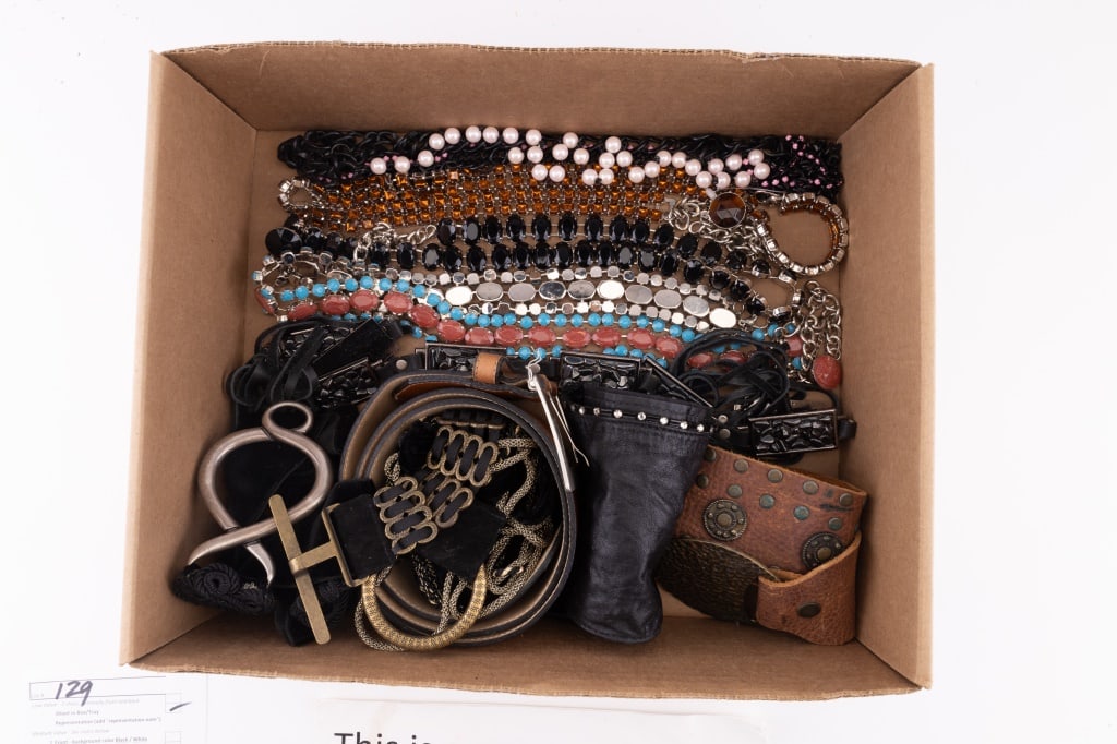 Leather, Artisan, Chain & Other Belts (11): Lot of 11 bold designer statement belts including leather, chain, rhinestone and more.