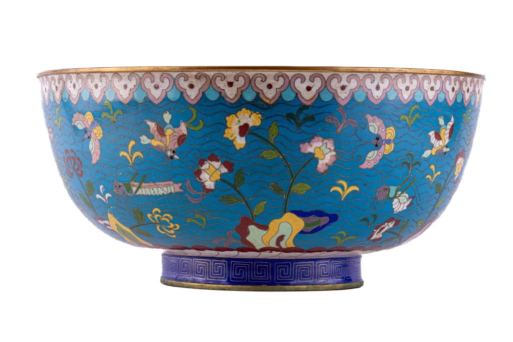 Large Early Cloisonne Blue Punchbowl (1 of 4)