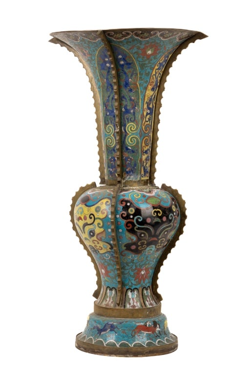 Large Cloisonne Vase Depicting Horses (1 of 4)