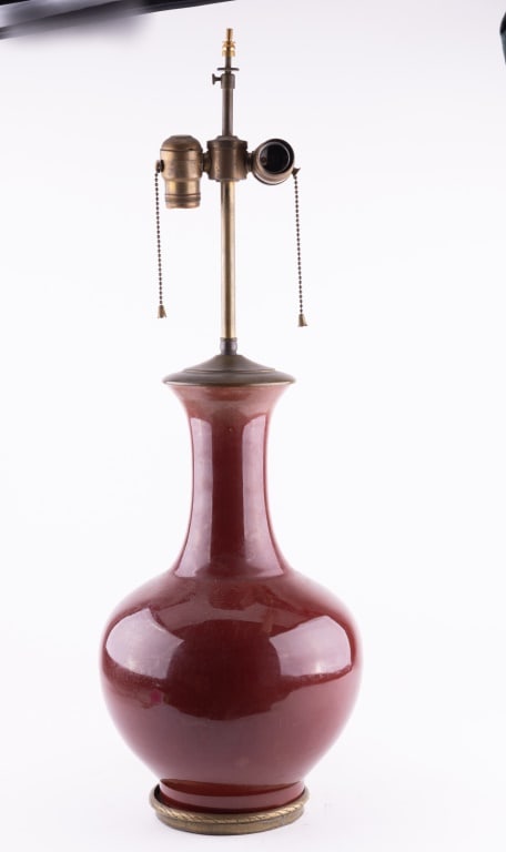 19th C Chinese Red Ox Blood Lamp (1 of 3)